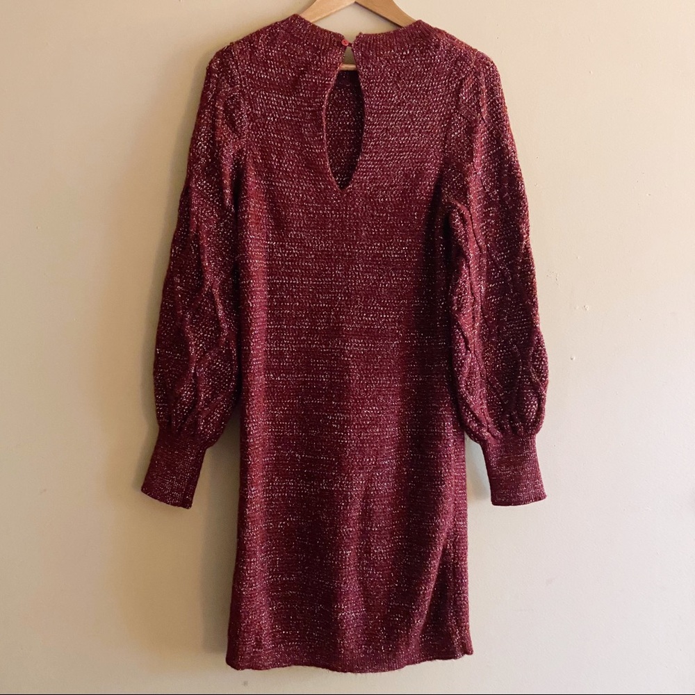NWT Francesca’s Burgundy Shimmer Knit Sweater Dress - Picture 5 of 10